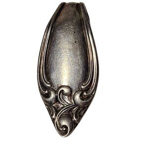 Antique Silver Tone Spoon Pendant Ornate Victorian Design Necklace Jewelry DIY